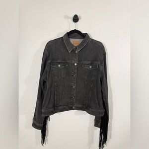 Judy Blue Black Washed Denim Suede Fringe